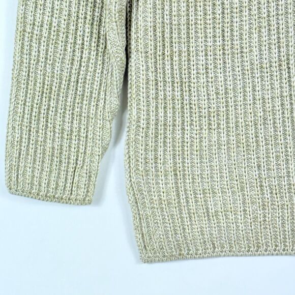 Peruvian Connection Beige Cable Knit V-Neck Pima Cotton‎ Sweater Women's Medium - Picture 3 of 6